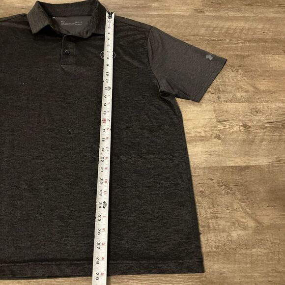 Under Armour Polo Large Heathered Brown‎ Short Sleeve Surf Club Golf Heatgear - Picture 5 of 9